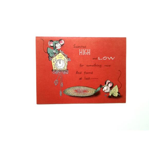 Vintage 1950s Made in USA Christmas Greeting Card Glitter Mouse Mice Design - Picture 5 of 7